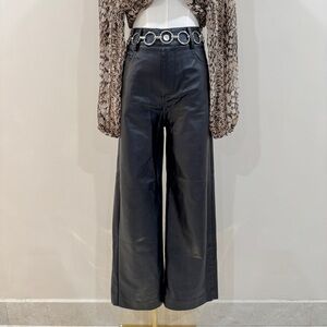 Nasty Gal Vegan Leather Wide Leg Pants High Waist XS Y2K Style